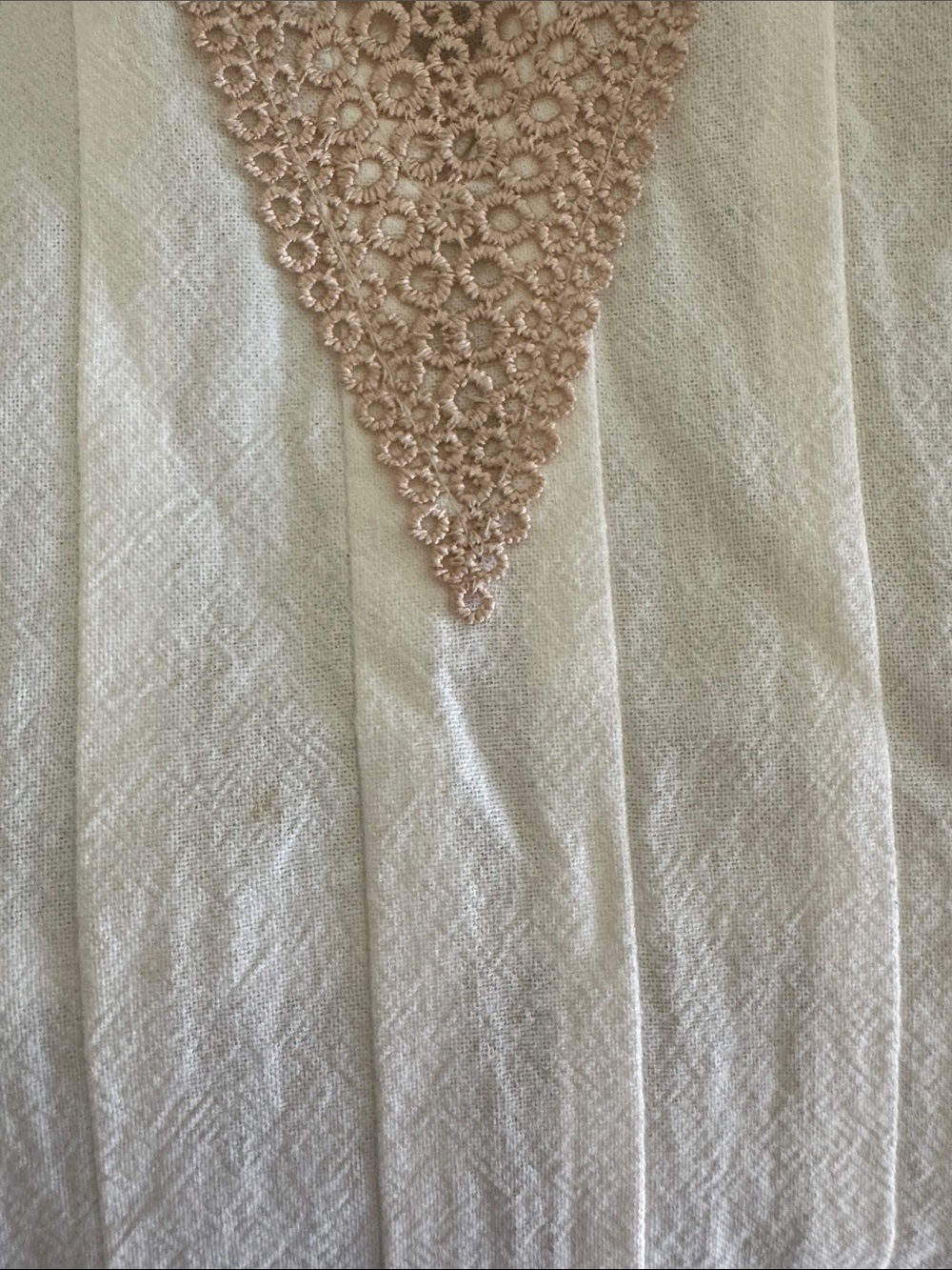 Noracora Cream Maxi Dress M Pockets Crochet Trim V Neck Boho Coastal - Picture 4 of 12